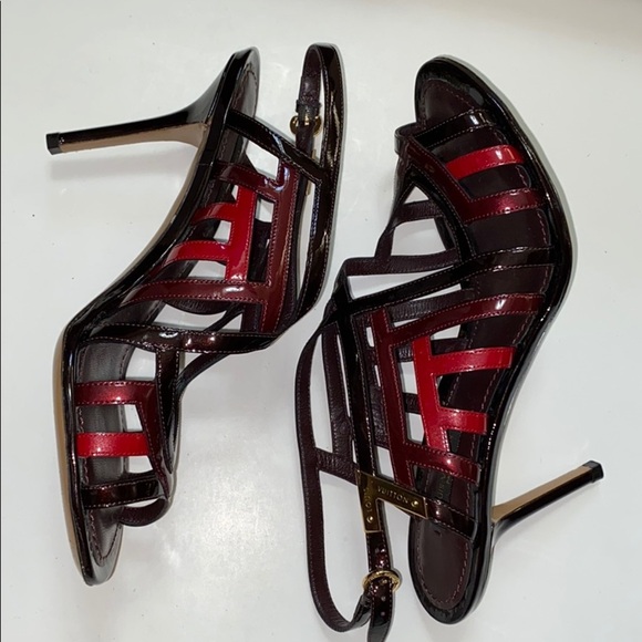 Louis Vuitton open toe red heels size: 37 1/2 - Picture 1 of 14